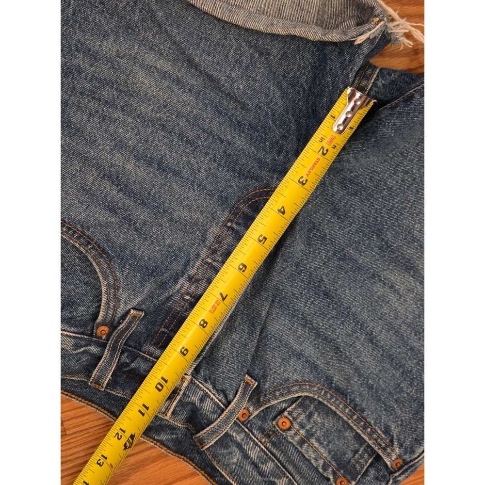 Levis 501 Original High Rise Denim Shorts Medium Wash Cut Off Blue W27 - Picture 5 of 8